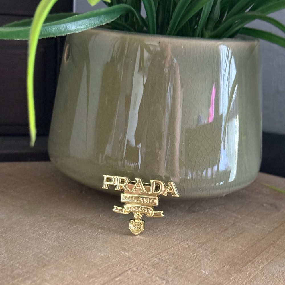 Gold Tone Milano Logo Brooch Pin